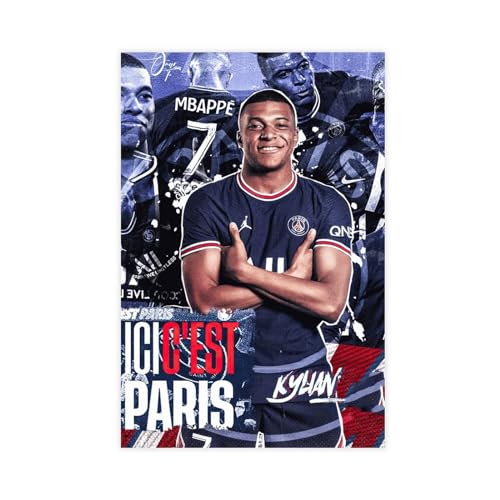 Kylian Mbappe Fußball-Poster, 29, Leinwand-Poster, Wandkunst, Dekordruck, Bild, Gemälde für Wohnzimmer, Schlafzimmer, Dekoration, ungerahmt, 30 x 45 cm von PacSci