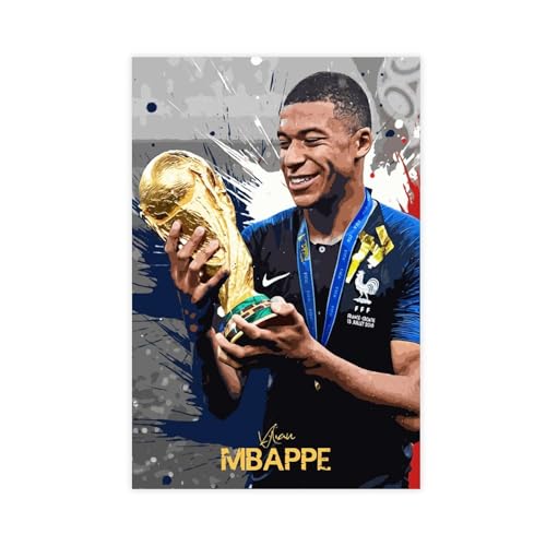 Kylian Mbappe Fußball-Poster, 46 Stück, Leinwand-Poster, Wandkunst, Dekordruck, Bild, Gemälde für Wohnzimmer, Schlafzimmer, Dekoration, ungerahmt, 40 x 60 cm von PacSci