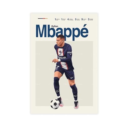 Kylian Mbappe Fußball-Poster, 7 Leinwand-Poster, Wandkunst, Dekor, Bild, Gemälde für Wohnzimmer, Schlafzimmer, Dekoration, ungerahmt, 30 x 45 cm von PacSci