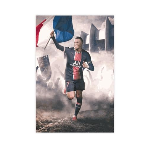 Kylian Mbappe Fußball-Poster, 8 Leinwand-Poster, Wandkunst, Dekor, Bild, Gemälde für Wohnzimmer, Schlafzimmer, Dekoration, ungerahmt, 30 x 45 cm von PacSci