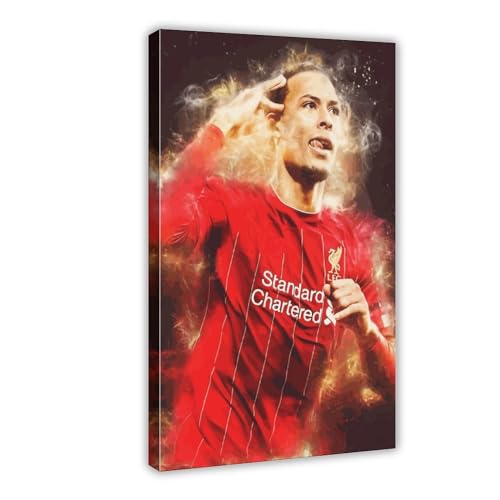 Virgil Van Dijk Poster Fußball Fußball Poster 18 Leinwand Poster Schlafzimmer Dekor Sport Landschaft Büro Zimmer Dekor Geschenk Rahmenstil 60 x 90 cm von PacSci