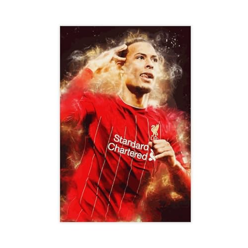 Virgil Van Dijk Poster Fußball Fußball Poster 18 Leinwand Poster Schlafzimmer Dekor Sport Landschaft Büro Zimmer Dekor Geschenk ungerahmt 50 x 75 cm von PacSci