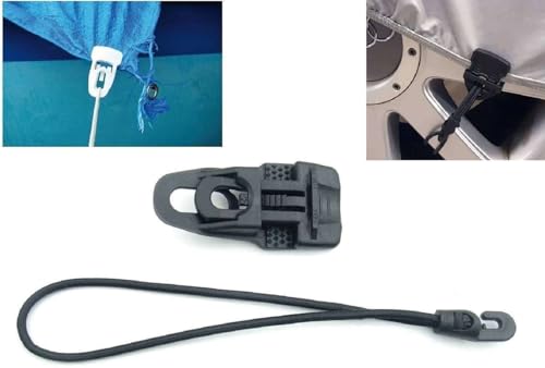 10 x Holdon® Planenclips MIDI Schwarz + 25 cm Ø 4 mm Spanngummi Spannfix - Planenspanner Clips mit Bungee Gummi von Paccs
