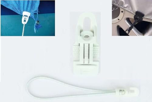 10 x Holdon® Planenclips MIDI Weiss + 18 cm Ø 4 mm Spanngummi Spannfix - Planenspanner Clips mit Bungee Gummi von Paccs