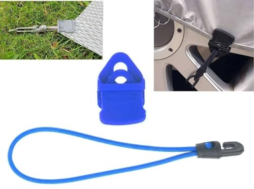 10 x Holdon® Planenclips Mini Blau + 18 cm Ø 4 mm Spanngummi Spannfix - Planenspanner Clips mit Bungee Gummi von Paccs