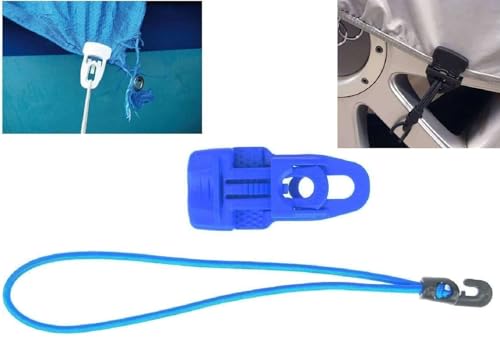 20 x Holdon® Planenclips MIDI Blau + 25 cm Ø 4 mm Spanngummi Spannfix - Planenspanner Clips mit Bungee Gummi von Paccs