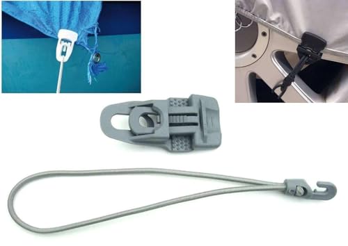 20 x Holdon® Planenclips MIDI Grau + 25 cm Ø 4 mm Spanngummi Spannfix - Planenspanner Clips mit Bungee Gummi von Paccs