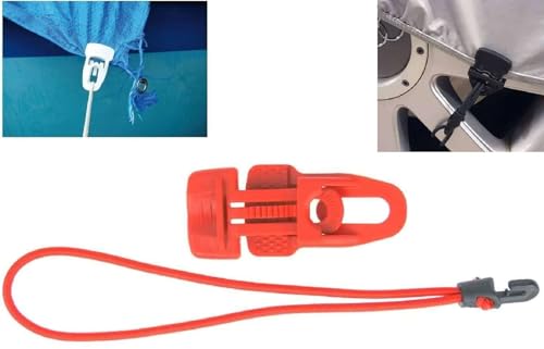 20 x Holdon® Planenclips MIDI Rot + 25 cm Ø 4 mm Spanngummi Spannfix - Planenspanner Clips mit Bungee Gummi von Paccs