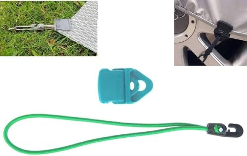 30 x Holdon® Planenclips Mini Grün + 25 cm Ø 4 mm Spanngummi Spannfix - Planenspanner Clips mit Bungee Gummi von Paccs