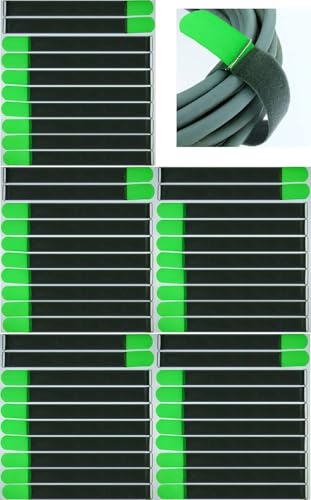 50 x Klett-Kabelbinder 40 cm x 40 mm Neon Grün FUK wiederverschließbar Kabel-Klettband mit Metall-Öse - 400 mm wiederverwendbar von Paccs