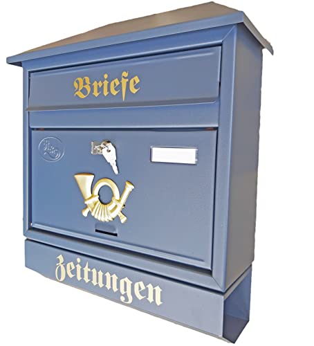 Großer Briefkasten/Postkasten XXL Farbe: Anthrazit/Grau RAL 7016 mit Zeitungsrolle + Montagematerial Zeitungsfach Zeitungsrohr (Walmdach) von Pachurka & Dąże