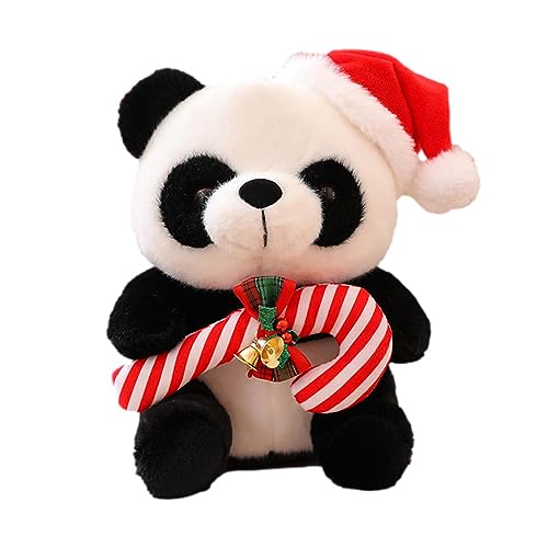 Pacienjo Panda Stofftier - Panda Kissen Stofftier | Kuscheliger weicher Cartoon-Panda mit Weihnachtsmütze, Heimdekoration, Geschenke für Kinder, Kinder, Jungen von Pacienjo