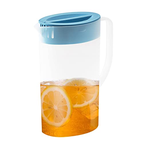 Saftkrug mit Deckel, 1,5/2 l Wasserkrug aus Kunststoff für Kühlschrank, Wasserkaraffe aus Kunststoff, Eisteekrug, Wasserkaraffe für Kühlschrank, Tee, Saft, ilch von Pacienjo