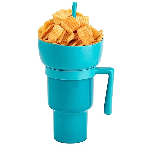 Snack And Drink Cup Stadium Tumbler 2 in 1, Stadionbecher Popcornbecher Snackbecher | Wiederverwendbare und spritzwasserfeste Trinkbecher für Erwachsene, Kinder, Reisen, Kino von Pacienjo