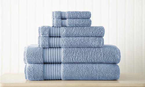 Pacific Coast Textilien, 6 Stück, Die 6-Piece, 100% türkische Baumwolle Handtuch-Set, Baumwolle, Denim, 35.6 x 25.4 x 20.4 cm von Pacific Coast Textiles