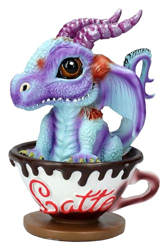 Drachen Figur in Tasse - Latte mit Eugene von Ruth Thompson, Blau-Lila, 13.5cm, Deko Statue von Pacific Giftware