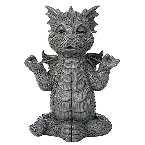 Pacific Giftware Drachen Gartenfigur Meditation 26 cm - Gartendrache Fantasy Deko Statue von Pacific Giftware