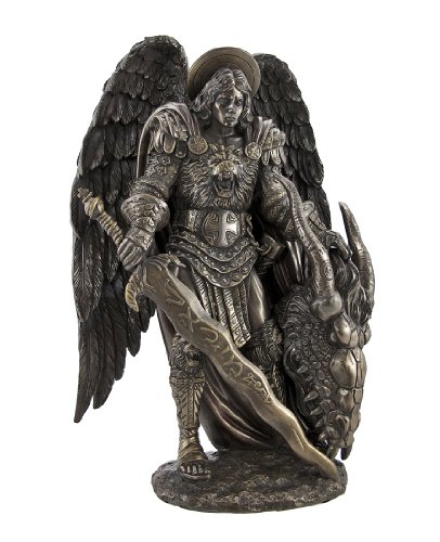 Pacific Giftware Erzengel Michael Figur mit Schwert und Drachenschädel | Bronze-Optik Statue von Pacific Giftware