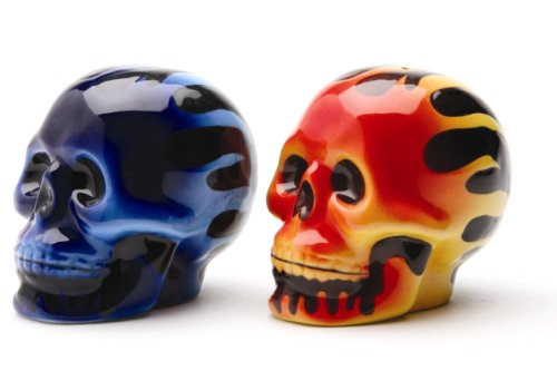 Flaming Skull Set of Salt and Pepper Shakers by Pacific Trading von Pacific Giftware