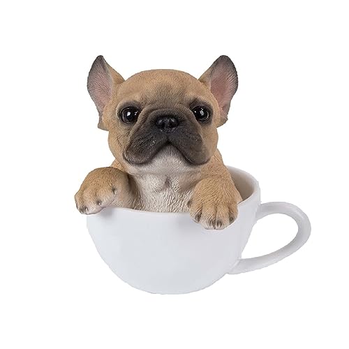 Pacific Giftware Französische Bulldoggen Figur in Tasse - Hunde Welpe Baby Dekofigur Geschenk für Hundeliebhaber von Pacific Giftware