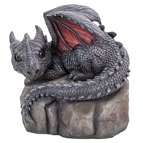 Pacific Giftware Garten Figur Drache Volatilus auf Felsen 23 cm - Gartendrache Fantasy Deko Statue von Pacific Giftware