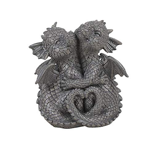 Gartenfigur - Drachen Liebespaar 12 cm - Gartendrache Paar kuschelnd Statue Deko von Pacific Giftware