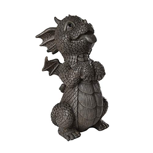 Pacific Giftware Gartenfigur bettelnder Drache Macht Männchen 26 cm - Gartendrache Fantasy Deko Statue Blumentopf von Pacific Giftware