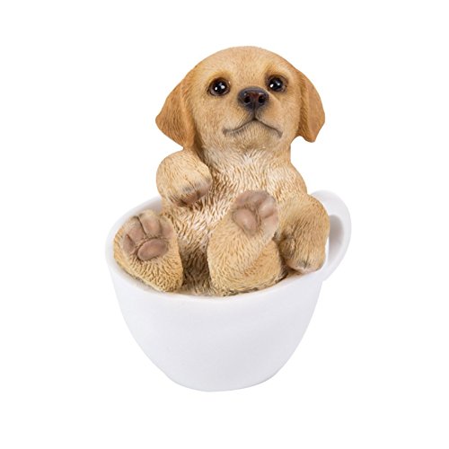 Pacific Giftware Golden Retriever Figur in Tasse Mini 7 cm - Hunde Welpe Baby Dekofigur Geschenk für Hundeliebhaber von Pacific Giftware