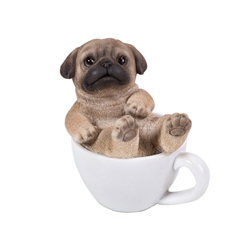 Pacific Giftware Mops Figur in Tasse Mini 7 cm - Hunde Welpe Baby Dekofigur Geschenk für Hundeliebhaber von Pacific Giftware