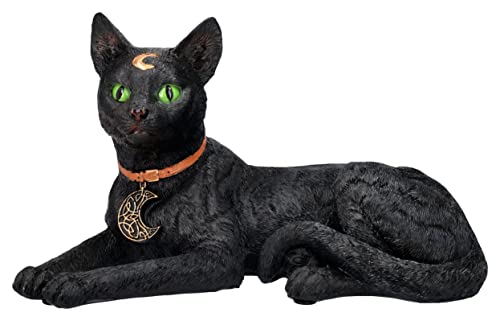 Mystische Katzen Figur mit Mond Symbolen - Magie Gothic schwarz von Pacific Giftware