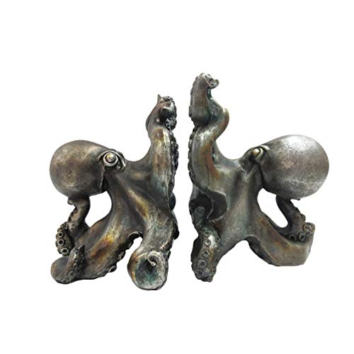 Pacific Giftware Antique Silver Octopus Decorative Bookends Set 5 Inch Tall von Pacific Giftware