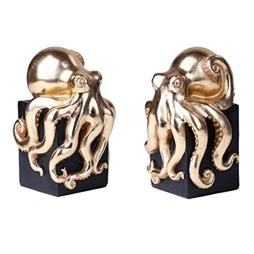 Pacific Giftware Buchstützen-Set aus Kunstharz, Motiv: goldene Oktopus von Pacific Giftware