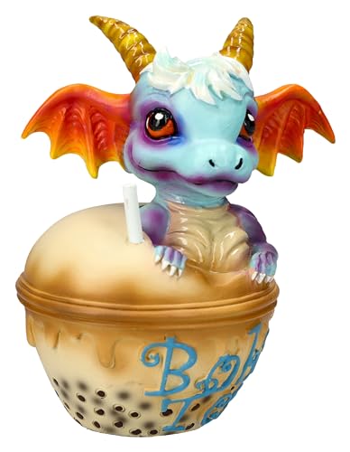 Pacific Giftware Drachen Figur in Tasse - Bubble Tea mit George von Ruth Thompson, 12cm, Niedlicher Drache, Deko Statue von Pacific Giftware