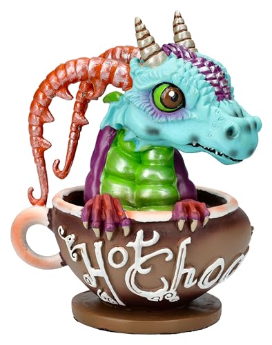 Pacific Giftware Drachen Figur in Tasse - Heiße Schokolade mit Rupert - Farbenfroher Drache in Tasse, Resin, 12.5cm, Kunst von Ruth Thompson von Pacific Giftware