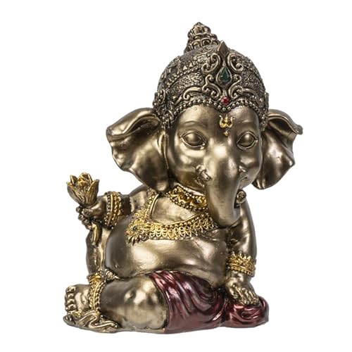 Pacific Giftware Ganesha Figur klein mit Blume | Buddha Statue Elefantenköpfig von Pacific Giftware