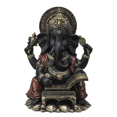 Pacific Giftware Ganesha Figur schreibt in Buch der Erkenntnis | Schwarz Buddha Deko von Pacific Giftware