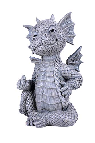 Pacific Giftware Garten Figur Ungezogener Drache zeigt Mittelfinger 26 cm - Gartendrache Fantasy Deko Statue von Pacific Giftware