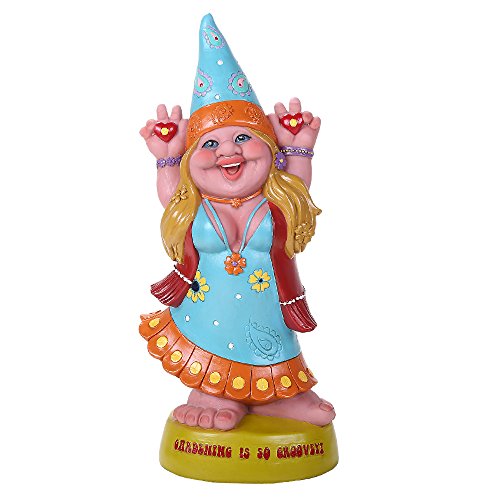Pacific Giftware Gartenzwerg Figur - Hippie Lady Groovy 33,5 cm | Garten Zwerg Statue Frau lustig witzig von Pacific Giftware
