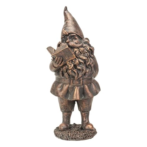 Pacific Giftware Gartenzwerg Figur liest Buch | Bronzierter Deko Zwerg von Pacific Giftware