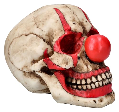 Pacific Giftware Gruseliger Horror-Clown Totenkopf Figur in Knochenfarbe, Handbemalt, Polyresin, 12.5cm, Schädel Clown Skull von Pacific Giftware