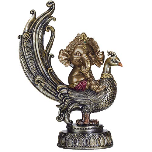 Pacific Giftware Hindu Elephant God Lord Ganesha on Peacock Lord of Success Resin Figurine Statue von Pacific Giftware