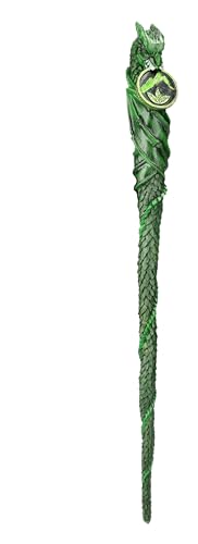 Pacific Giftware Mystischer Drachen Zauberstab - Element Erde, 35cm, Handbemalt, Polyresin, Grün, Zauberei Hexerei von Pacific Giftware