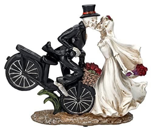 Pacific Giftware Skelett Figuren Brautpaar küssend auf Fahrrad | Lustiges Hochzeitspaar Hochzeit Deko von Pacific Giftware