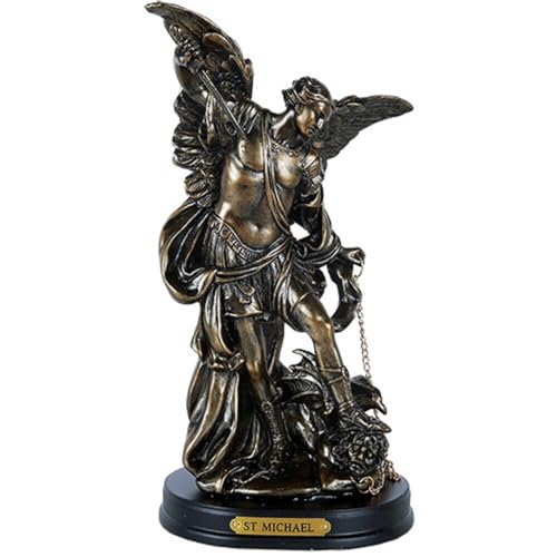 Pacific Giftware St. Michael San Miguel The Great Protector Archangel Defeating Satan Figurine 8 Inch Tall Wooden Base with Brass Name Plate von Pacific Giftware