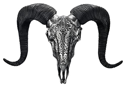 Pacific Giftware Wandrelief Trophäe - Großer Widderschädel 49 cm silberfarben mit Verzierungen | Trophäe Stier Bulle Longhorn Geweih Hörner Kopf Pacific Giftware Wandrelief Trophäe - Großer Widderschädel 49 cm silberfarben mit Verzierungen | Trophäe Stier Bulle Longhorn Geweih Hörner Kopf von Pacific Giftware