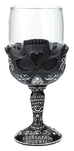 Pacific Giftware Weinglas schwarzer Ouija Schädel 250ml - Gothic Glas, Totenkopf Kelch von Pacific Giftware