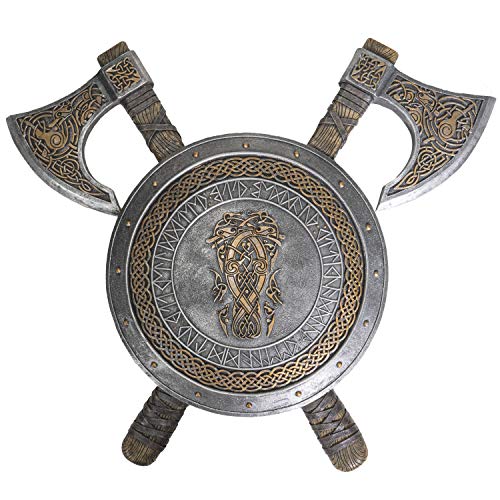 Pacific Giftware Wikinger Wanddeko Schild mit Äxten | Wandrelief Deko Odin Thor von Pacific Giftware