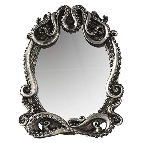 Pacific Trading Gothic Spiegel Home Accent Décor, Kraken Antique Inspired Silver Tone Hand Finished Framed Steampunk Tabletop Decoration, 18.5 cm L x 2.5 cm W x 23.5 cm H von Pacific Giftware