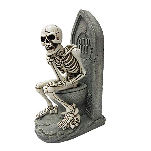 Pacific Trading Skelett Toiletten-Denker Pose Resin Figur – handbemalte Steine und Knochen Details von Pacific Giftware