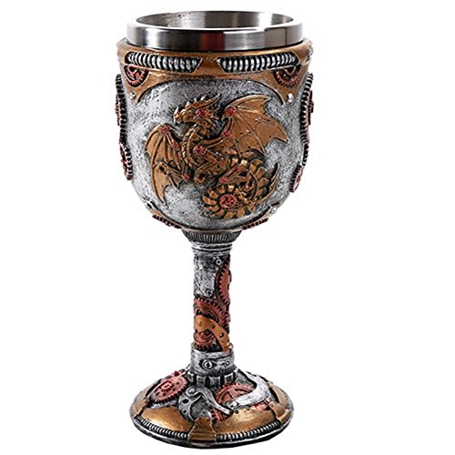 Pacific Trading Steampunk Dragon Wine Goblet Chalice Stainless Steel Cup Fantasy Mechanical New von Pacific Giftware